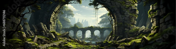 Obraz "Image of architectural ruins, landscape of structural ruins, ancient world."