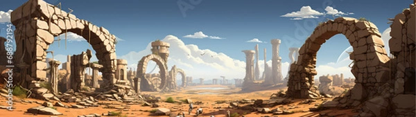 Obraz "Image of architectural ruins, landscape of structural ruins, ancient world."