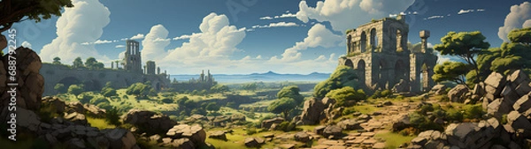 Obraz "Image of architectural ruins, landscape of structural ruins, ancient world."