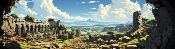 Obraz "Image of architectural ruins, landscape of structural ruins, ancient world."