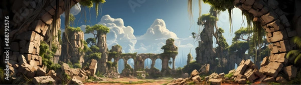 Obraz "Image of architectural ruins, landscape of structural ruins, ancient world."