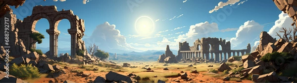 Obraz "Image of architectural ruins, landscape of structural ruins, ancient world."