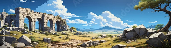 Obraz "Image of architectural ruins, landscape of structural ruins, ancient world."