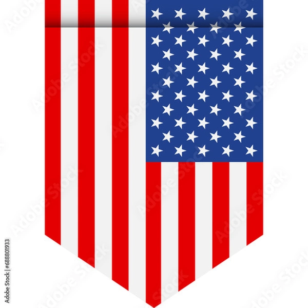 Obraz United States of America flag or pennant isolated on white background. Pennant flag icon.