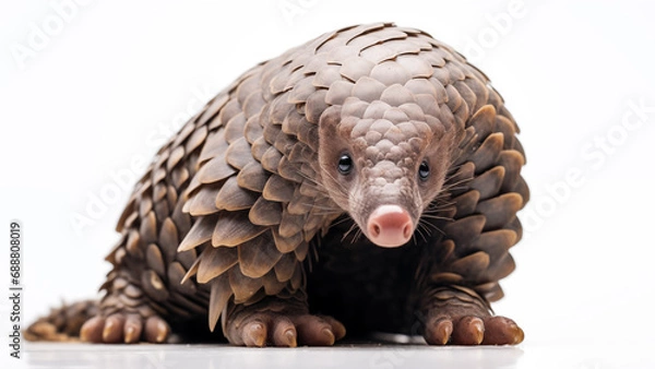 Fototapeta Ground Pangolin on White Background, CGI Render