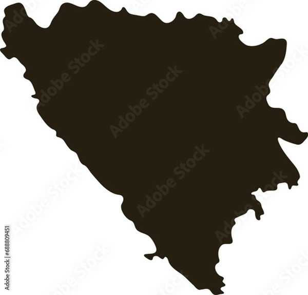 Obraz Map of Bosnia and Herzegovina. Solid black map vector illustration