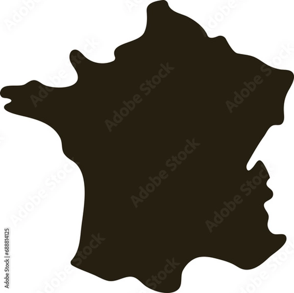 Obraz Map of France. Solid simple silhouette map vector illustration