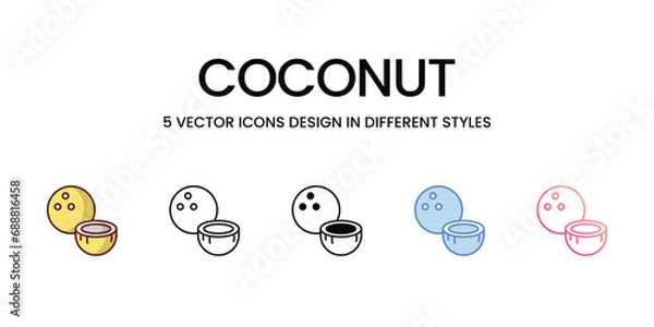 Fototapeta Coconut icons set vector illustration. vector stock,