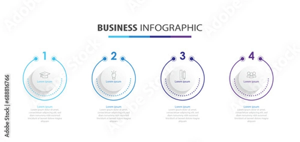 Obraz Vector infographic circle design with 4 options or steps. infographics for business concept. Business circle template with options for brochure, diagram, workflow, timeline, web design. mulit-colour	
