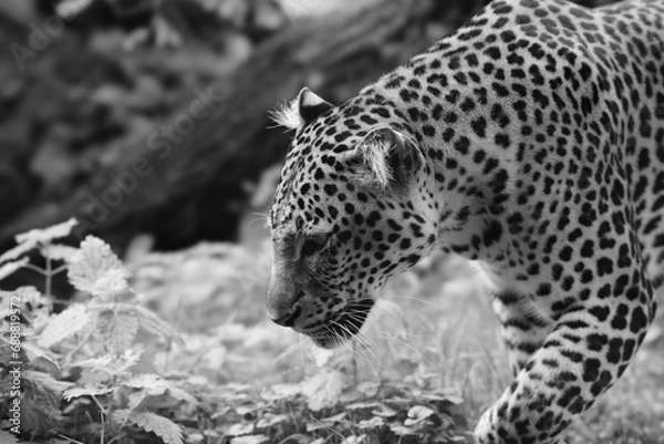 Fototapeta leopard resting on the ground
