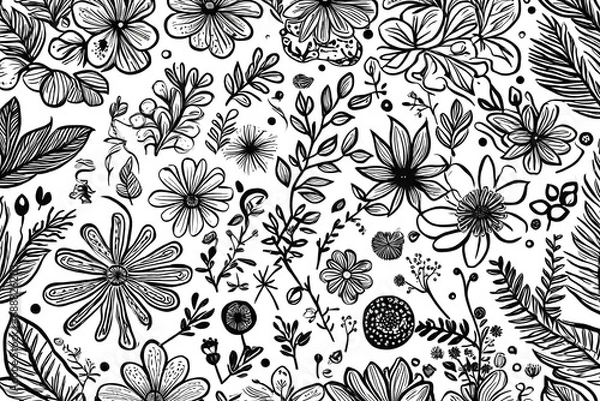 Fototapeta black and white seamless pattern