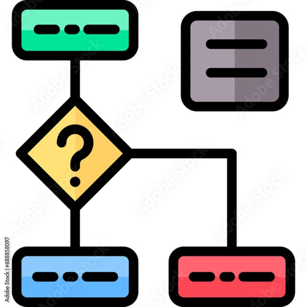 Fototapeta Flow Cart Outline Color Icon
