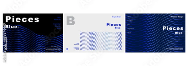 Obraz Modern pattern Pieces blue graphic template set presentation branding motif digital wave geometry dynamic