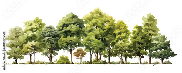 Obraz Tree line, water color effect in trees, vector, eps,	
