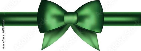 Obraz green bow with ribbon on transparent background