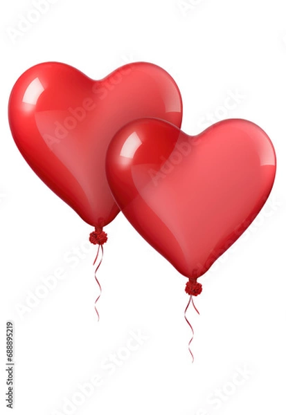 Fototapeta red heart shaped balloons on a transparent background