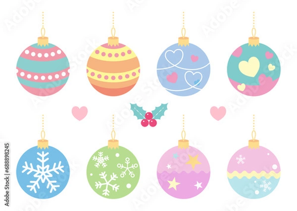 Fototapeta マットでかわいい、クリスマスボールセット