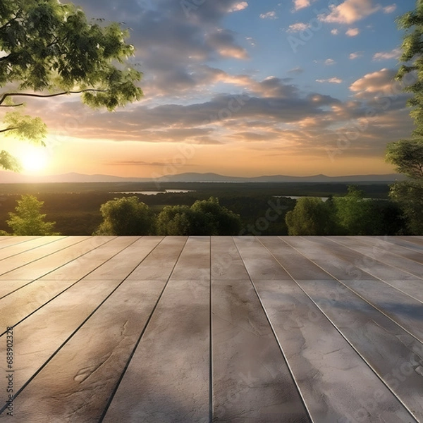 Obraz Natural sunset view from the rooftop, Generative AI