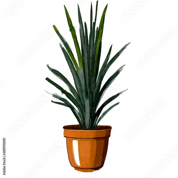 Obraz 観葉植物の鉢植12　イラスト　　Generative AI
