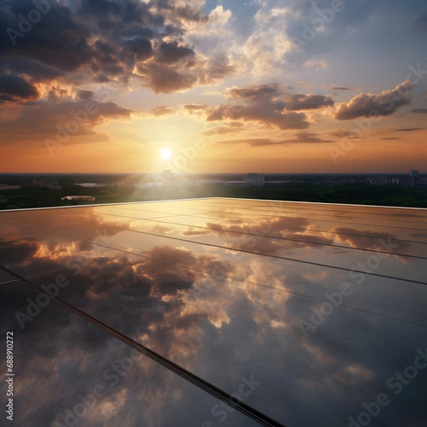 Obraz Nature and cityscape at sunset, Generative AI