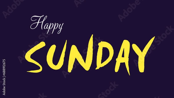 Fototapeta Happy Sunday hand drawn lettering. Modern brush calligraphy design for card, poster, social media post, photo overlay. Happy Sunday illustration.