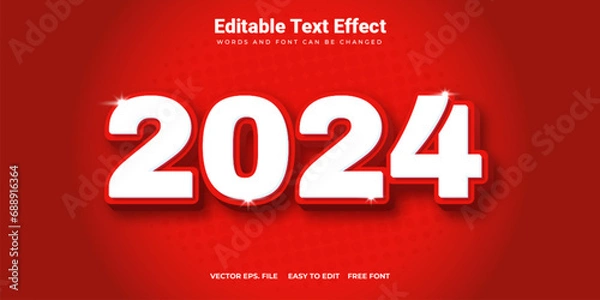 Obraz Red-Colored 3D Text Effect for New Year 2024