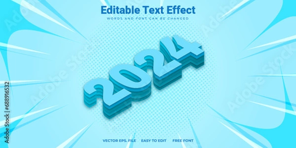Obraz Blue-Colored Isometric 3D Text Effect for New Year 2024