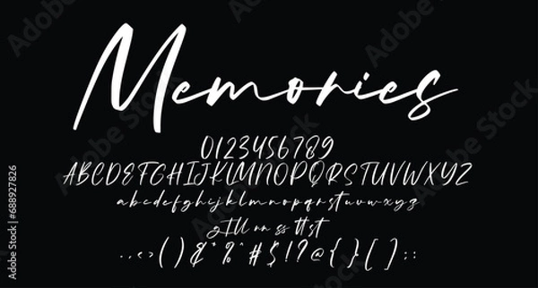 Fototapeta Memories Script Handwritten font Best Alphabet Alphabet Brush Script Logotype Font lettering handwritten