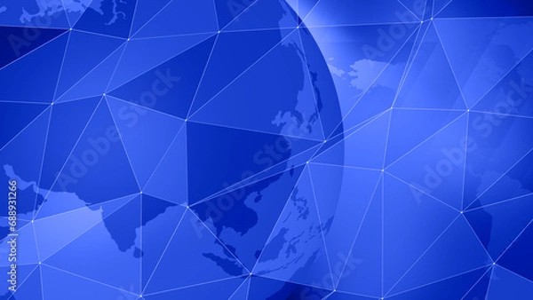 Fototapeta Breaking news globe map triangles offer international news background for world map and global coverage, backdrop for corporate tv stations and media networks