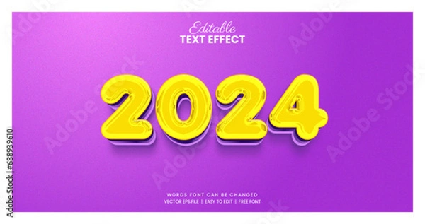 Obraz 2024 text effect with birthday balloon style