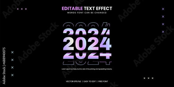 Obraz New Year 2024 text effect Hologram