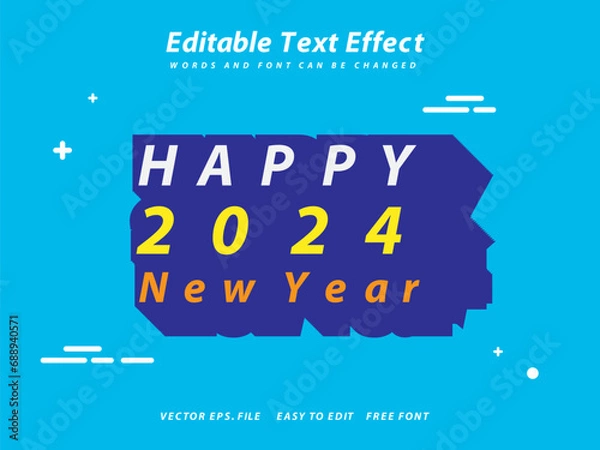 Obraz Happy New Year 2024 text effect in flat design