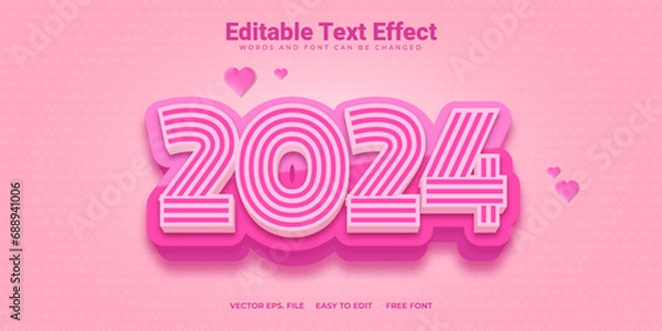 Obraz Luminous pink 2024 text effect with love