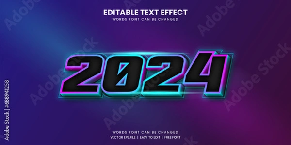 Obraz 2024 text effect with a retro style