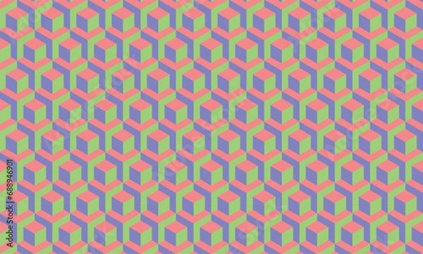 Obraz Hexagon 3D illusion cube psychedelic medium dark colors 