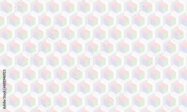 Obraz Hexagon 3D illusion cube psychedelic light colors  