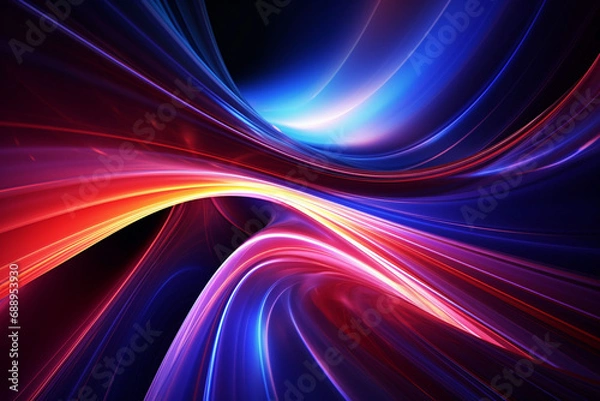 Fototapeta Abstract Neon Wave Background created with Generative AI