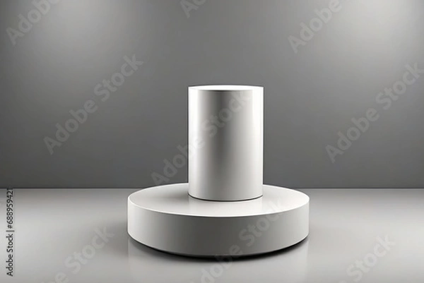 Fototapeta 3D ceramic podium set against scenic nature backdrop for captivating product displays