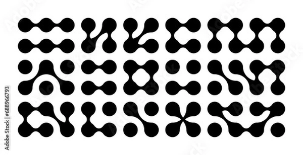 Fototapeta Metaball Connect Dot Set. Vector Circle Shapes. Abstract Geometric Dots. Morphing Blob Elements