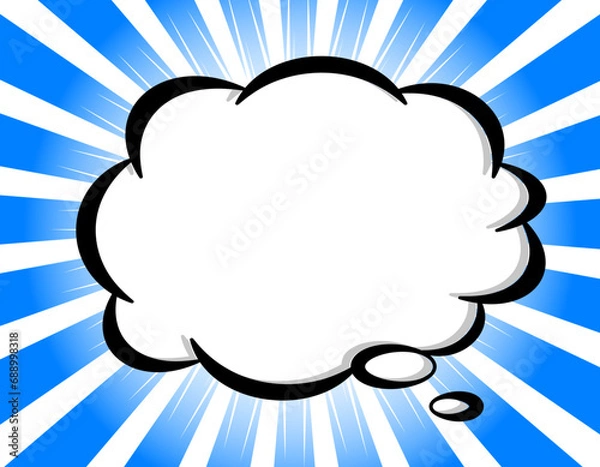 Fototapeta 青色の集中線とモコモコの吹き出し