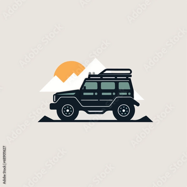 Fototapeta SUV in cartoon, doodle style. Isolated 2d vector illustration in logo, icon style, Eps 10. AI Generative