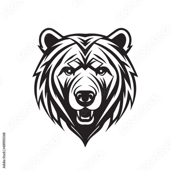 Obraz Bear in cartoon, doodle style. Isolated 2d vector illustration in logo, icon, sketch style, Eps 10, black and white. AI Generative