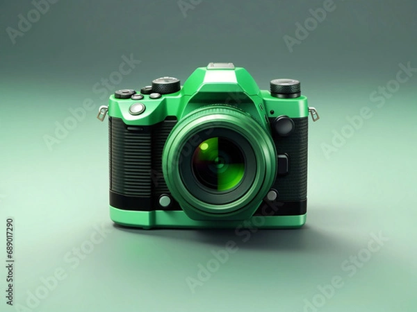 Fototapeta colorful 3d rendering camera isolated on gradient background. travel concept. minimal style with copy space.