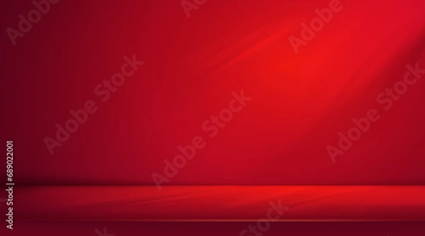 Fototapeta Blank Red display on vivid summer background with minimal style. Blank stand for showing product.