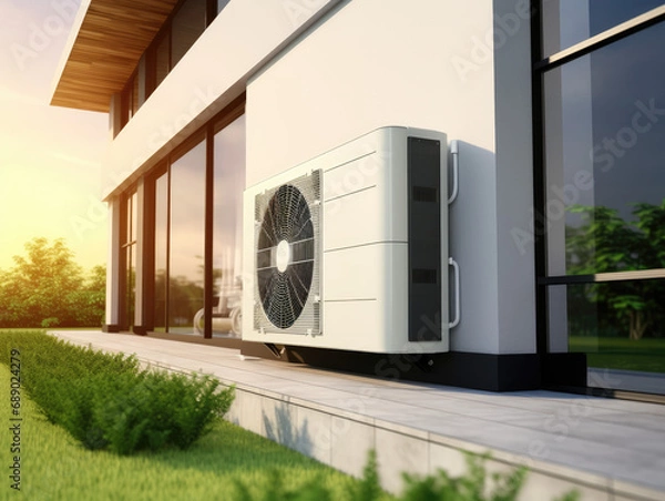 Obraz heat pump on a modern house