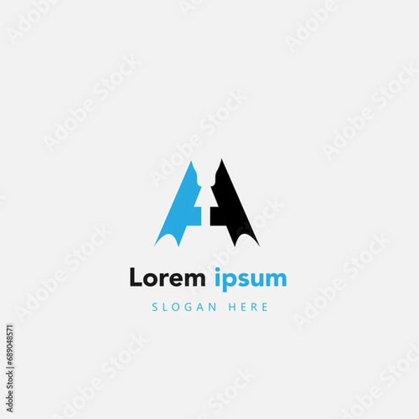 Fototapeta Initial letter A logo and wings symbol. Wings design element, initial Letter A logo Icon, Initial Logo Template