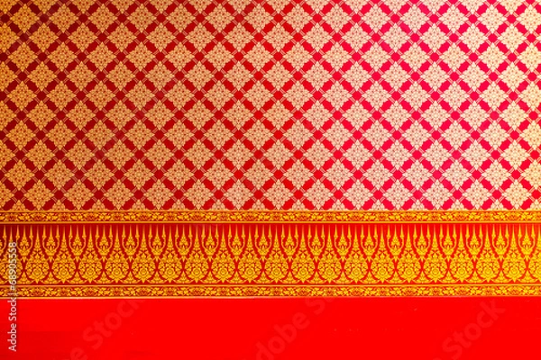 Obraz Thai flowers  painting and pattern on the ceiling