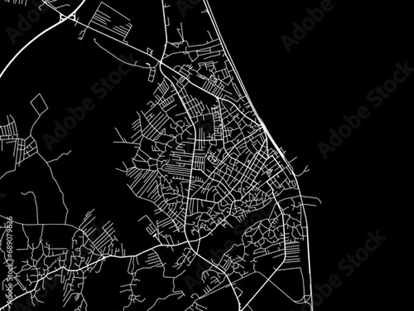 Obraz Vector road map of the city of Lankaran in Azerbaijan with white roads on a black background.