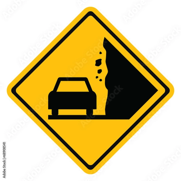 Obraz Falling rocks warning sign