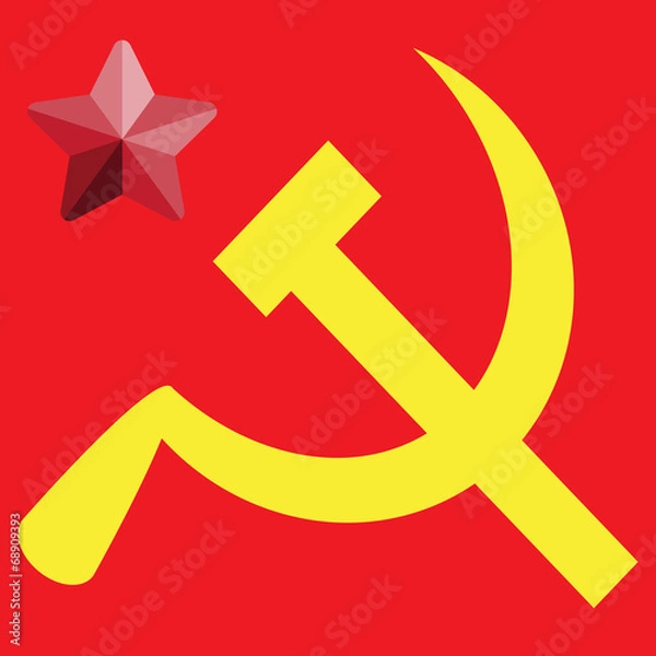 Obraz Russian or Communist flags hammer and sickle, vector illustratio